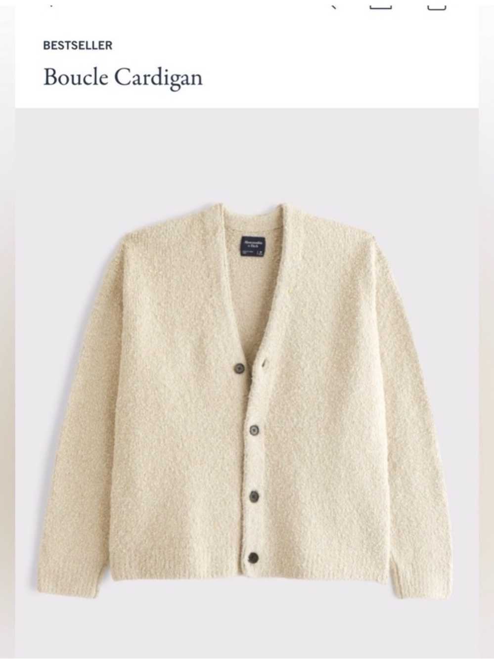 Abercrombie & Fitch Men's Bouclé Cardigan in Cream NWOT